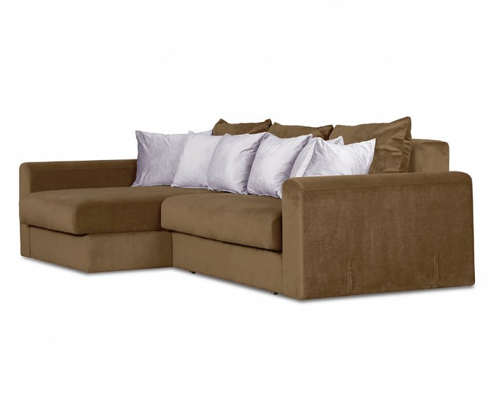 Угловой диван-кровать Мэдисон Лувр коричневого цвета - лучшие Угловые диваны в INMYROOM