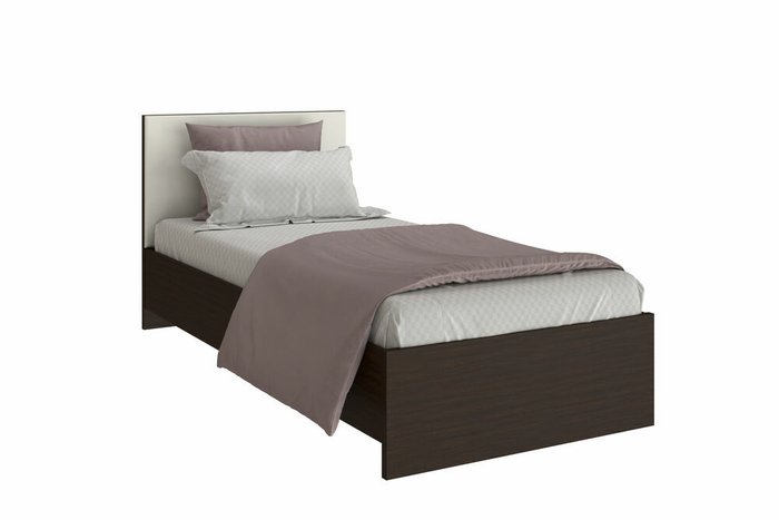 Кровать Анастасия 90х200 темно-коричневого цвета и изголовьем серого цвета