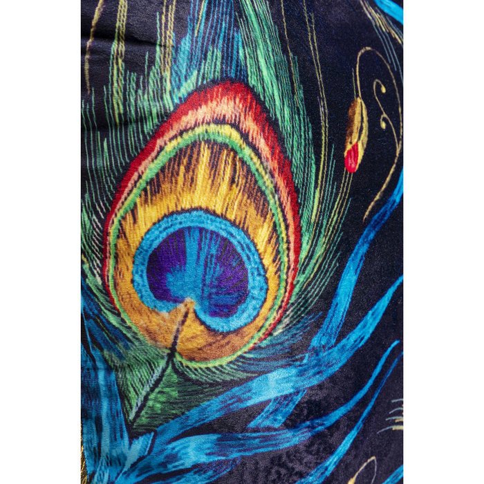 Подушка Peacock feather синего цвета - лучшие Декоративные подушки в INMYROOM
