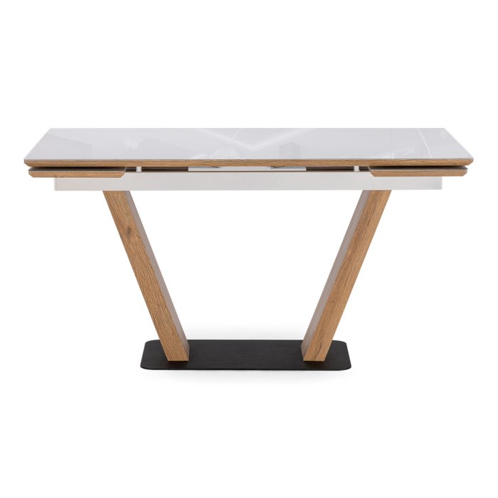 Раздвижной обеденный стол Конор бело-коричневого цвета  - купить Обеденные столы по цене 37860.0