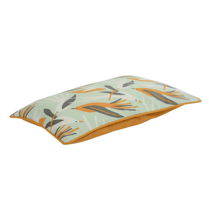 Чехол для подушки Wild мятного цвета с дизайнерским принтом Birds of Nile - купить Чехлы для подушек по цене 590.0
