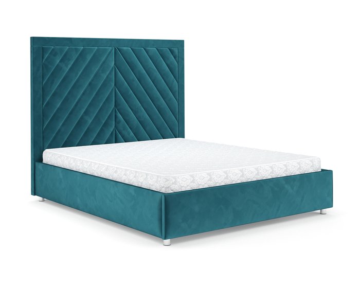Кровать Мишель 140х190 сине-зелного цвета с подъемным механизмом (вельвет)  - купить Кровати для спальни по цене 37390.0