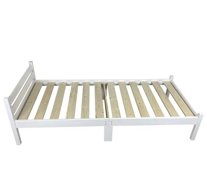 Кровать односпальная Классика Компакт сосновая 80х190 белого цвета - купить Кровати для спальни по цене 10660.0