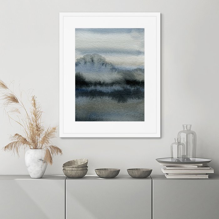 Репродукция картины в раме River bank in winter - лучшие Картины в INMYROOM