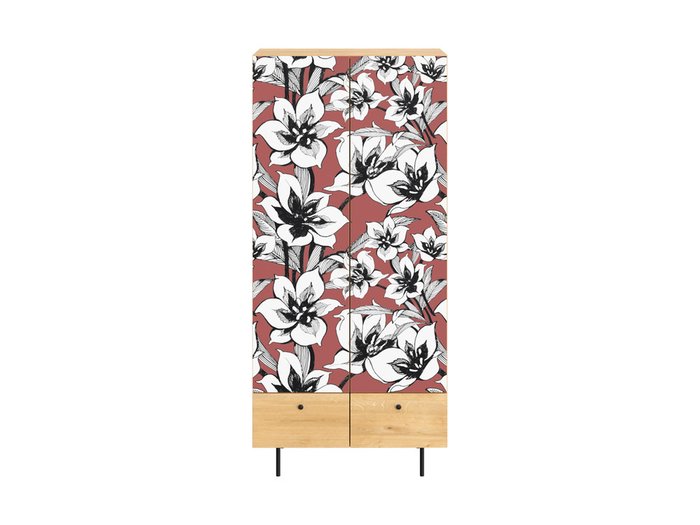 Шкаф Frida с цветочным орнаментом на металлических ножках - купить Шкафы распашные по цене 53100.0