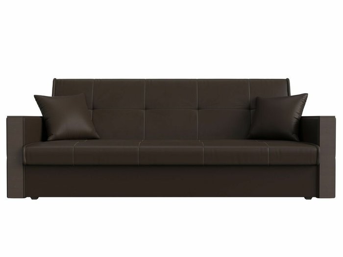 Прямой диван-книжка Валенсия коричневого цвета (экокожа) - купить Прямые диваны по цене 26999.0