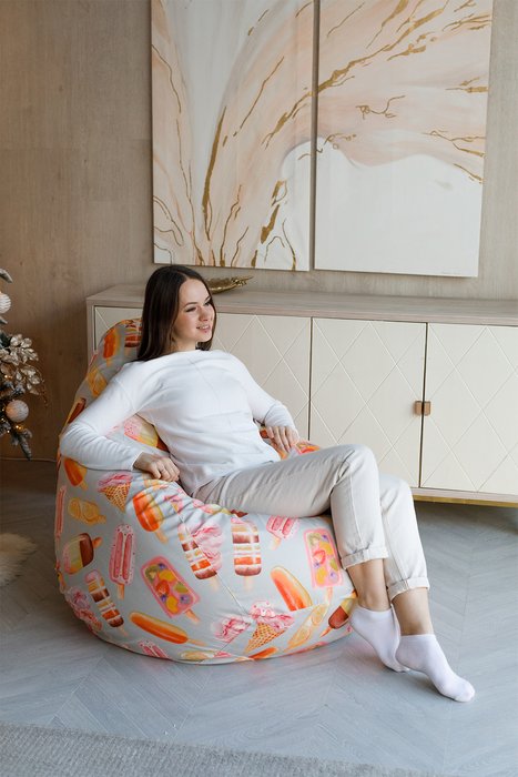 Кресло-мешок Груша 2XL Sweet серо-розового цвета - лучшие Бескаркасная мебель в INMYROOM