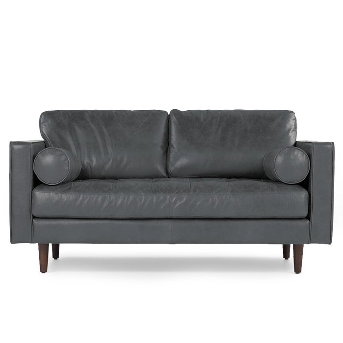 Двухместный диван SCOTT из экокожи серый