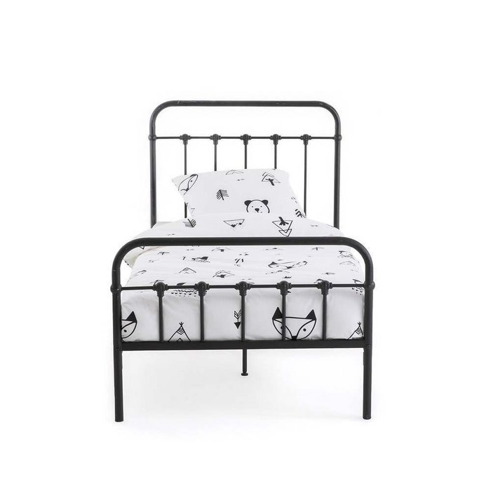 Кровать детская с прутьями Asper 90x190 черного цвета - купить Кровати для спальни по цене 15873.0