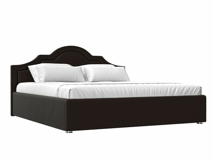 Кровать Афина 160х200 темно-коричневого цвета с подъемным механизмом (экокожа)