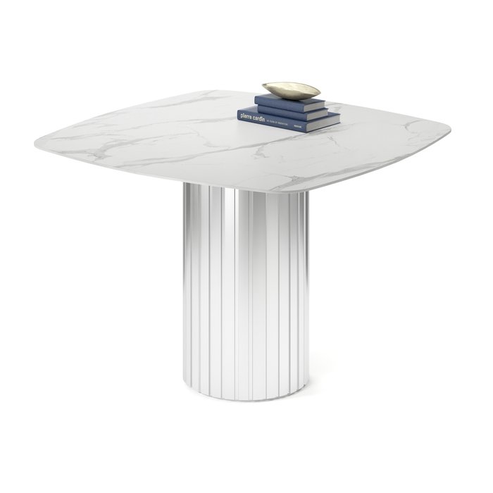 Обеденный стол квадратный Кейд на серебряном основании - купить Обеденные столы по цене 62192.0