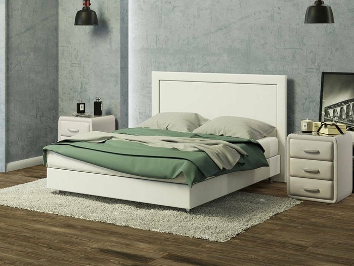 Кровать London Boxspring Standart 180х200 молочного цвета (рогожка) - купить Кровати для спальни по цене 38540.0