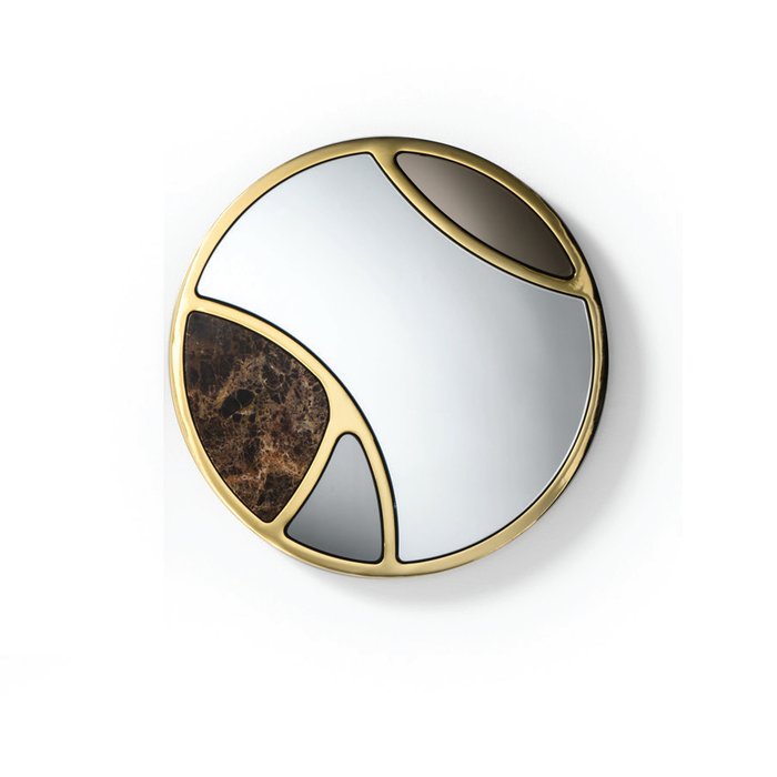 Круглое зеркало Delta в металлической раме золотого цвета