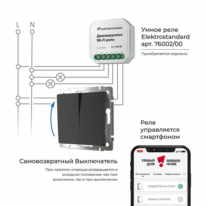 Выключатель двухклавишный с самовозвратом черный матовый W1122408 Встраиваемые механизмы черные - лучшие Выключатели в INMYROOM Выключатель двухклавишный с самовозвратом черный матовый W1122408 Встраиваемые механизмы черные - лучшие Выключатели в INMYROOM