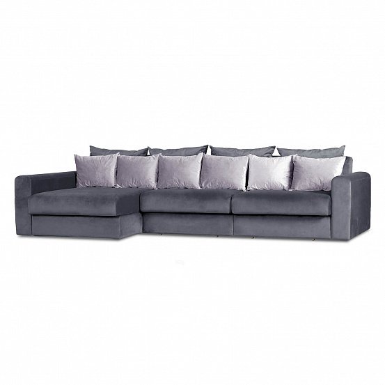 Угловой диван-кровать Мэдисон Лувр серого цвета большой