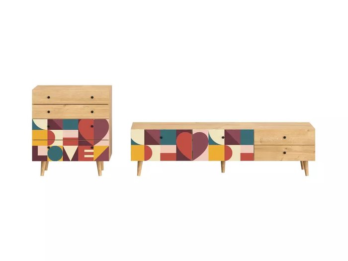 Композиция Frida 2 с принтом Love на деревянных ножках - купить Гостиные гарнитуры по цене 66802.0