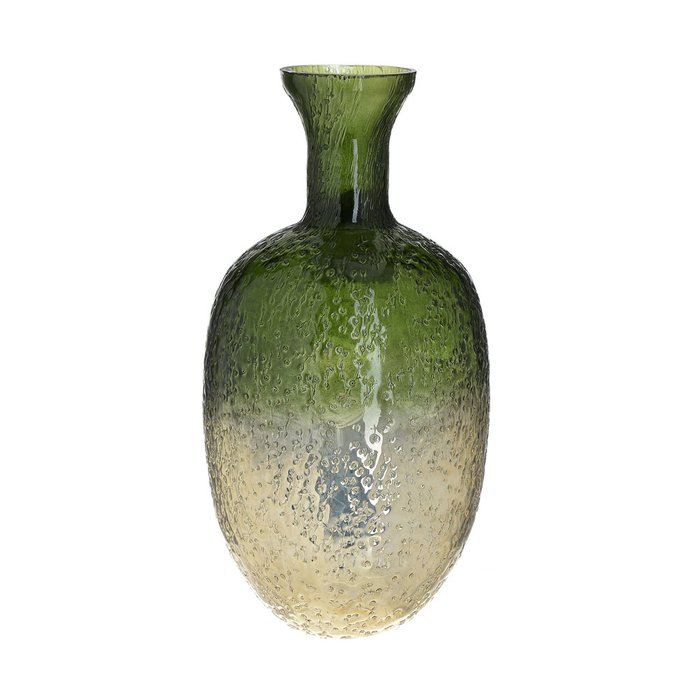 Стеклянная ваза зелено-золотого цвета
