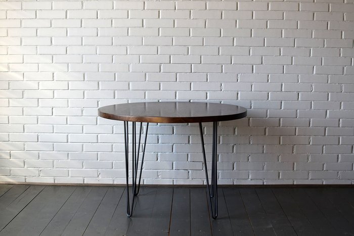 Обеденный стол Slab Oak Shpilki черно-коричневого цвета - купить Обеденные столы по цене 50000.0