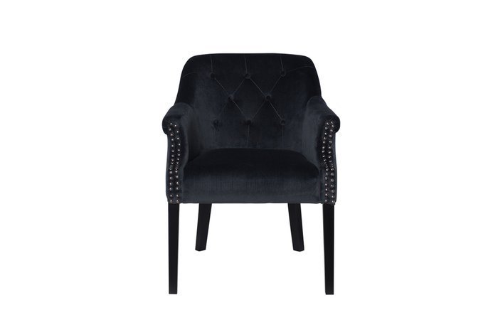 Кресло велюровое темно серого цвета из дерева