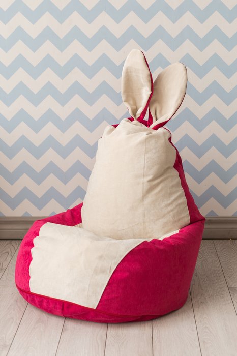 Кресло-мешок Зайчик бежево-розового цвета - лучшие Бескаркасная мебель в INMYROOM