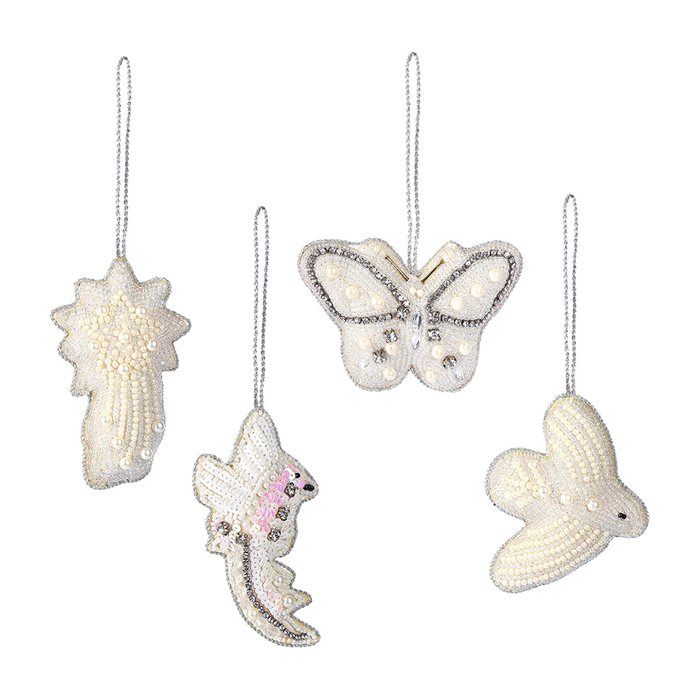 Набор из четырех украшений белого цвета