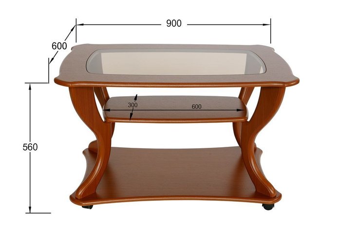 Стол журнальный Маэстро со стеклом СЖС-02 цвета вишня - купить Кофейные столики по цене 9680.0