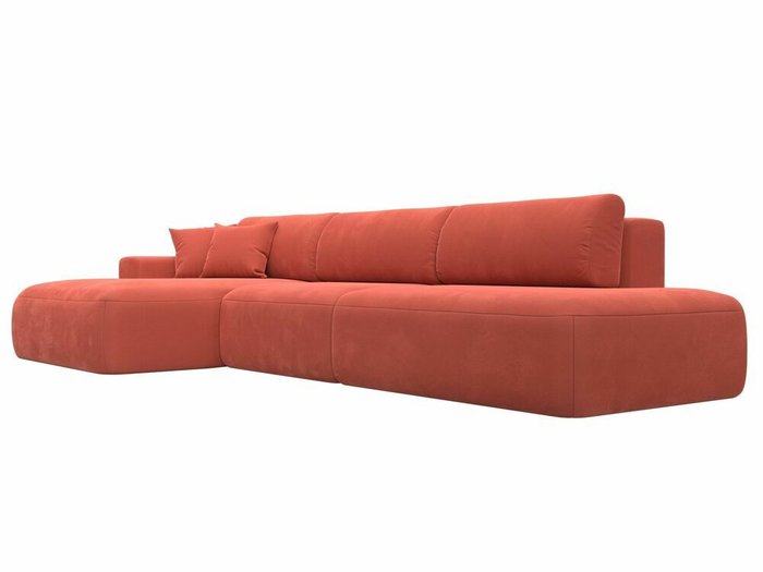 Угловой диван-кровать Лига 036 Модерн Лонг кораллового цвета левый угол - лучшие Угловые диваны в INMYROOM