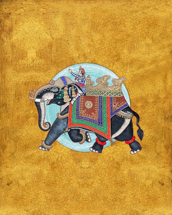 Репродукция картины на холсте Всадник на слоне 