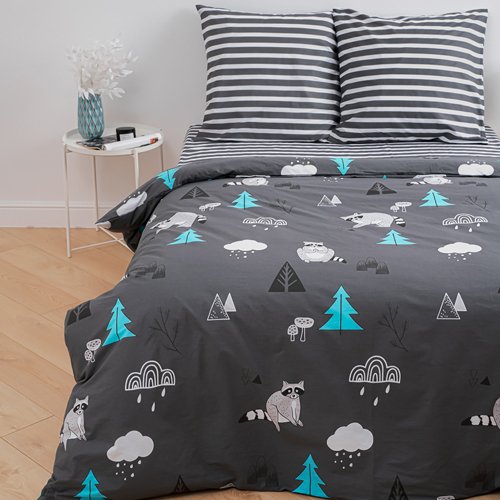 КПБ 'Традиция' дуэт, поплин, 100% хлопок, пл. 118 гр./кв.м., 'Еноты'