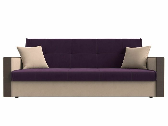 Прямой диван-кровать Валенсия фиолетово-бежевого цвета - купить Прямые диваны по цене 28999.0