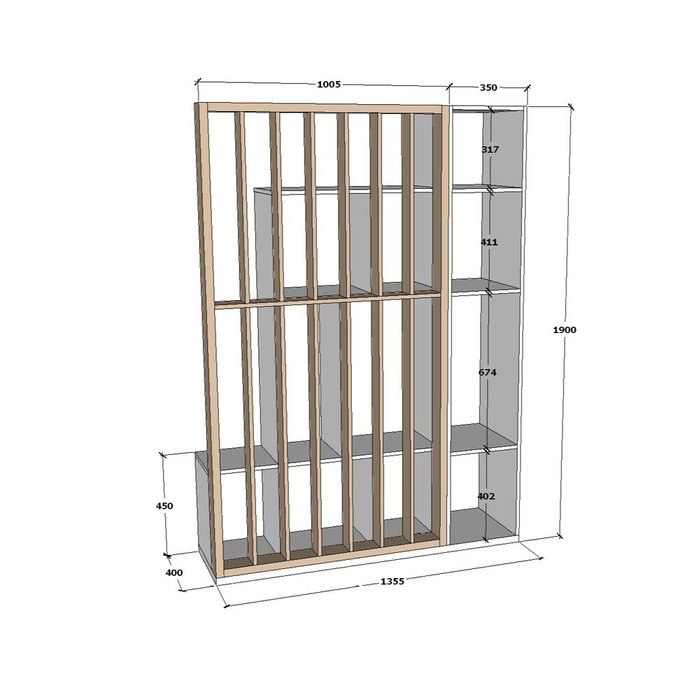 Перегородка-стеллаж высокий Разделение П5135.3 бежево-коричневого цвета - лучшие Стеллажи в INMYROOM Перегородка-стеллаж высокий Разделение П5135.3 бежево-коричневого цвета - лучшие Стеллажи в INMYROOM