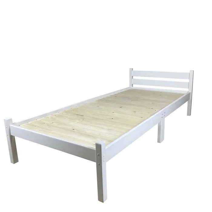 Кровать Классика Компакт сосновая со сплошным основанием 80х200 белого цвета - лучшие Кровати для спальни в INMYROOM
