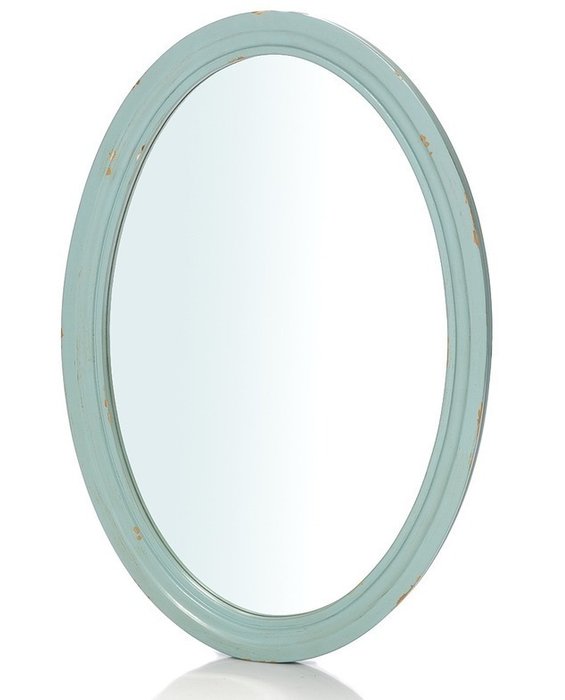Овальное зеркало голубого цвета