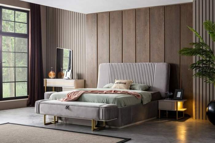 Кровать Париж 160х200 серого цвета без подъемного механизма - лучшие Кровати для спальни в INMYROOM