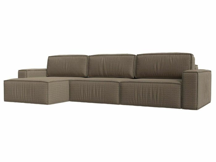 Угловой диван-кровать Прага Классик лонг бежево-коричневого цвета левый угол