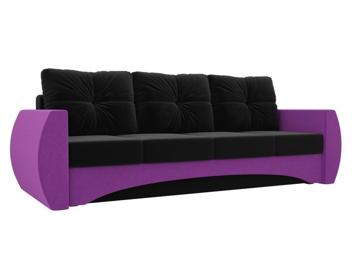 Прямой диван-кровать Сатурн черно-фиолетового цвета