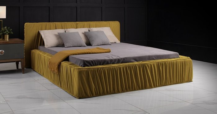 Кровать Storm 180х200 горчичного цвета - купить Кровати для спальни по цене 74900.0