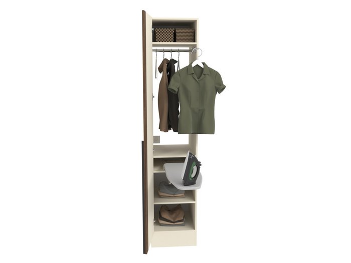 Шкаф с вешалом и гладильной доской Азарт Ш645.3 цвета сатин левый - лучшие Шкафы распашные в INMYROOM Шкаф с вешалом и гладильной доской Азарт Ш645.3 цвета сатин левый - лучшие Шкафы распашные в INMYROOM