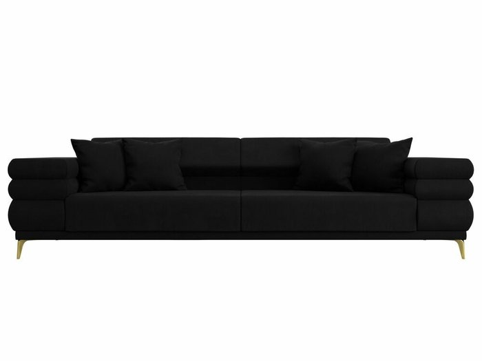 Прямой диван-кровать Лига 021 черного цвета  - купить Прямые диваны по цене 53999.0