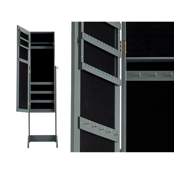 Зеркало Шкатулка для драгоценностей на ножке Серый Деревянный MDF (36 x 140 x 36,5 cm) - лучшие Напольные зеркала в INMYROOM