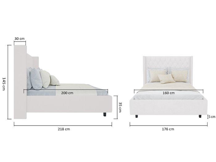 Кровать Wing-2 Велюр Молочный 160x200 - купить Кровати для спальни по цене 102000.0