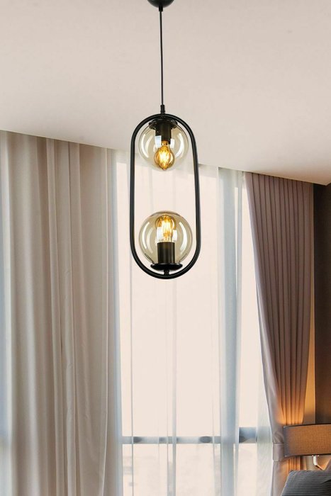 Подвесной светильник Kerrie TL1609H-02BK (стекло, цвет янтарный) - лучшие Подвесные светильники в INMYROOM