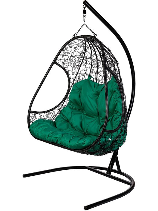 Двойное подвесное кресло Primavera черно-зеленого цвета