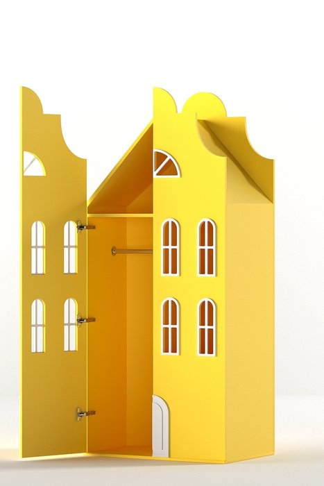 Двойной шкаф-домик Стокгольм Medium желтого цвета - лучшие Детские шкафы в INMYROOM