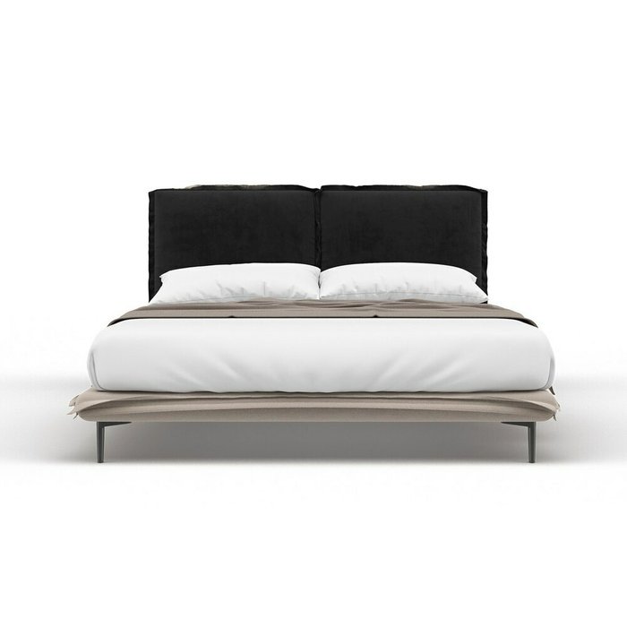 Кровать Frill 140х200 бежево-черного цвета без подъемного механизма - купить Кровати для спальни по цене 166200.0