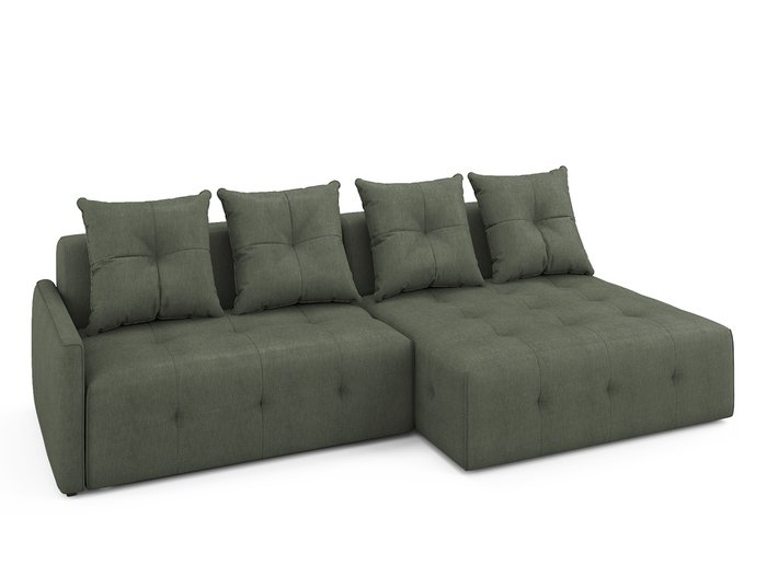 Угловой раскладной диван Bronks правый темно-зеленого цвета - лучшие Угловые диваны в INMYROOM
