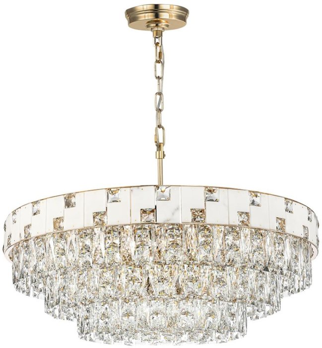 Подвесная люстра светодиодная 42 вт Odeon Light Chessi 5076/21 золото/прозрачный/белый/металл/хрусталь/алебастр E14 21*40W с подвесками