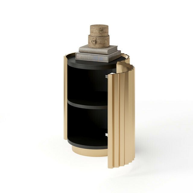 Прикроватная тумба Тиль М черно-золотого цвета - купить Прикроватные тумбы по цене 70594.0