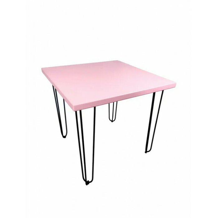 Стол обеденный Loft 80х80 на металлических ножках со столешницей розового цвета