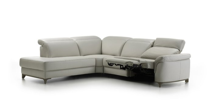 Угловой диван Bellona серого цвета с реклайнером